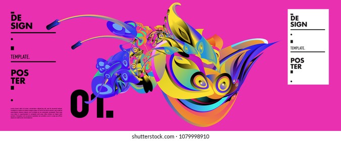 Banner design template with abstract curvy colorful shape. Vector colorful illustration for background in eps10