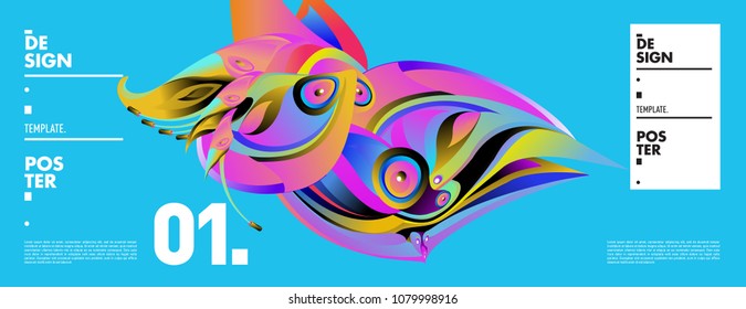 Banner design template with abstract curvy colorful shape. Vector colorful illustration for background in eps10
