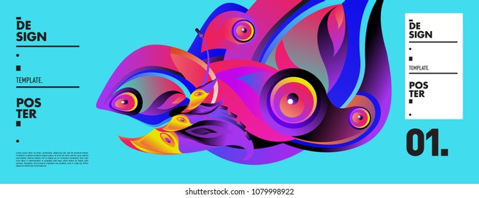 Banner design template with abstract curvy colorful shape. Vector colorful illustration for background in eps10