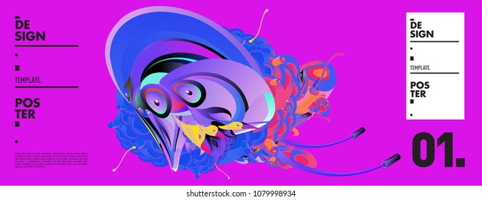 Banner design template with abstract curvy colorful shape. Vector colorful illustration for background in eps10