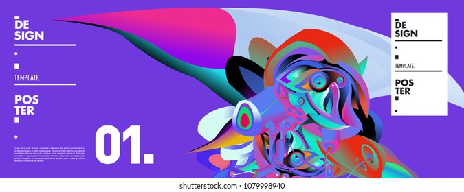 Banner design template with abstract curvy colorful shape. Vector colorful illustration for background in eps10
