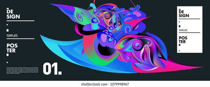 Banner design template with abstract curvy colorful shape. Vector colorful illustration for background in eps10
