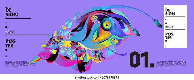 Banner design template with abstract curvy colorful shape. Vector colorful illustration for background in eps10