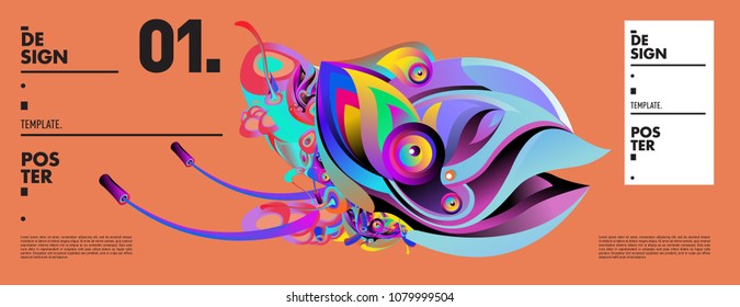 Banner design template with abstract curvy colorful shape. Vector colorful illustration for background in eps10