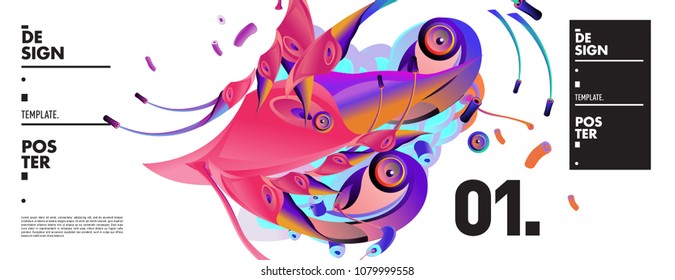 Banner design template with abstract curvy colorful shape. Vector colorful illustration for background in eps10