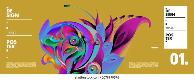 Banner design template with abstract curvy colorful shape. Vector colorful illustration for background in eps10