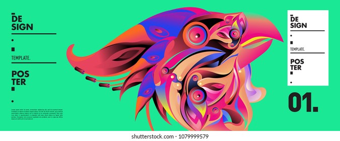 Banner design template with abstract curvy colorful shape. Vector colorful illustration for background in eps10