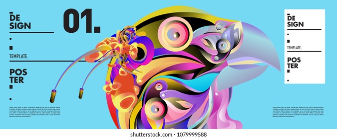 Banner design template with abstract curvy colorful shape. Vector colorful illustration for background in eps10