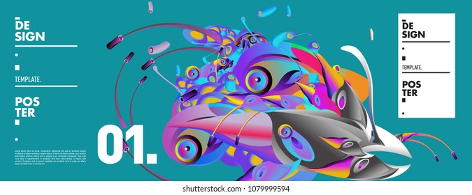 Banner design template with abstract curvy colorful shape. Vector colorful illustration for background in eps10