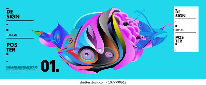 Banner design template with abstract curvy colorful shape. Vector colorful illustration for background in eps10