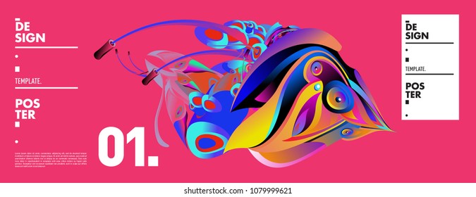 Banner design template with abstract curvy colorful shape. Vector colorful illustration for background in eps10