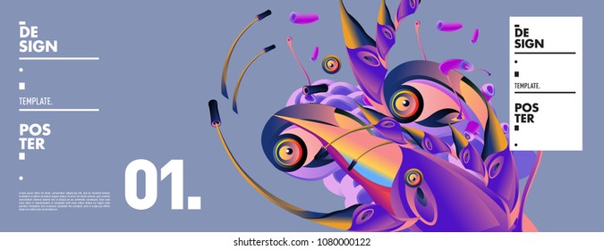 Banner design template with abstract curvy colorful shape. Vector colorful illustration for background in eps10