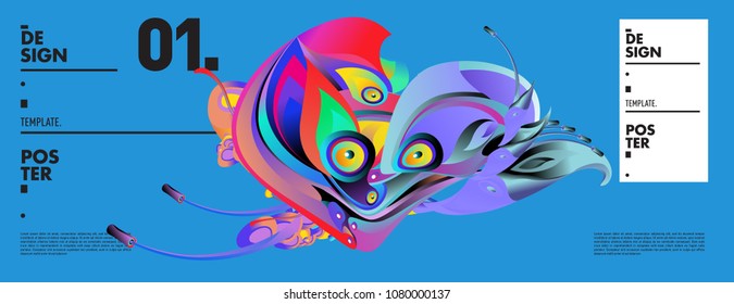 Banner design template with abstract curvy colorful shape. Vector colorful illustration for background in eps10