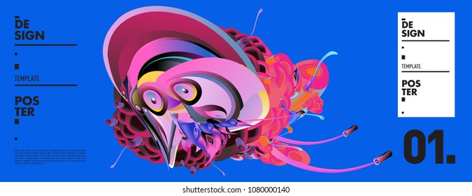 Banner design template with abstract curvy colorful shape. Vector colorful illustration for background in eps10