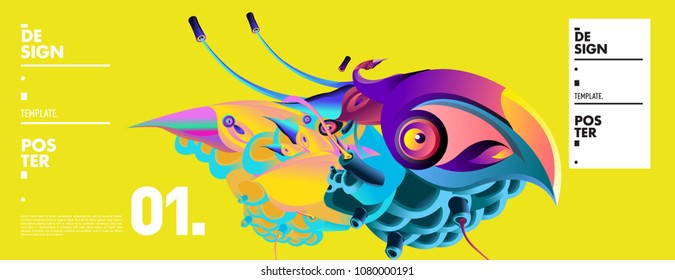 Banner design template with abstract curvy colorful shape. Vector colorful illustration for background in eps10