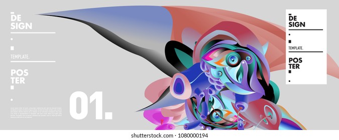 Banner design template with abstract curvy colorful shape. Vector colorful illustration for background in eps10