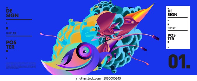 Banner design template with abstract curvy colorful shape. Vector colorful illustration for background in eps10