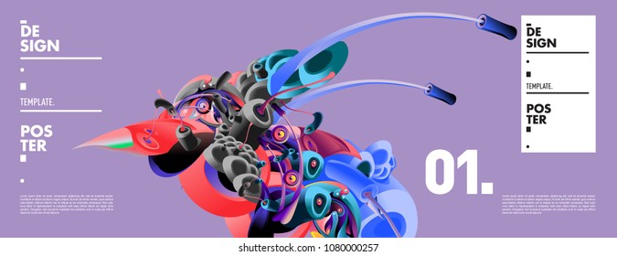 Banner design template with abstract curvy colorful shape. Vector colorful illustration for background in eps10