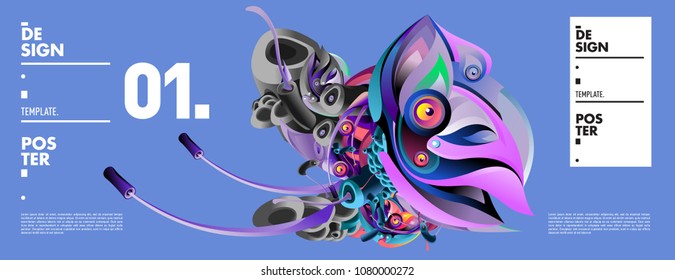 Banner design template with abstract curvy colorful shape. Vector colorful illustration for background in eps10