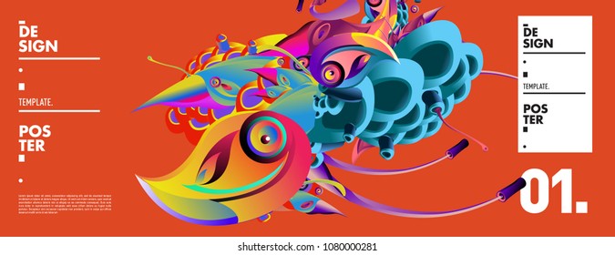 Banner design template with abstract curvy colorful shape. Vector colorful illustration for background in eps10