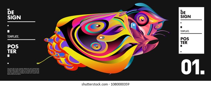 Banner design template with abstract curvy colorful shape. Vector colorful illustration for background in eps10