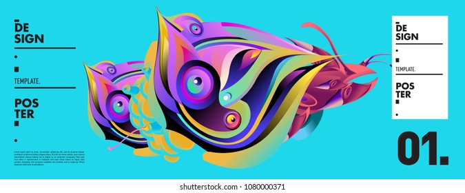 Banner design template with abstract curvy colorful shape. Vector colorful illustration for background in eps10