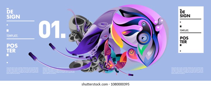 Banner design template with abstract curvy colorful shape. Vector colorful illustration for background in eps10