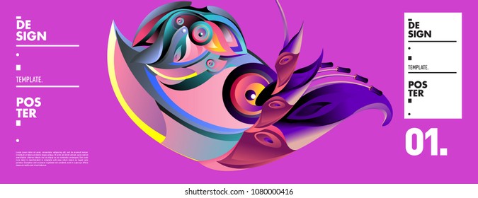 Banner design template with abstract curvy colorful shape. Vector colorful illustration for background in eps10