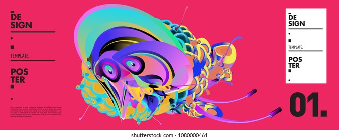 Banner design template with abstract curvy colorful shape. Vector colorful illustration for background in eps10
