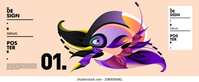 Banner design template with abstract curvy colorful shape. Vector colorful illustration for background in eps10