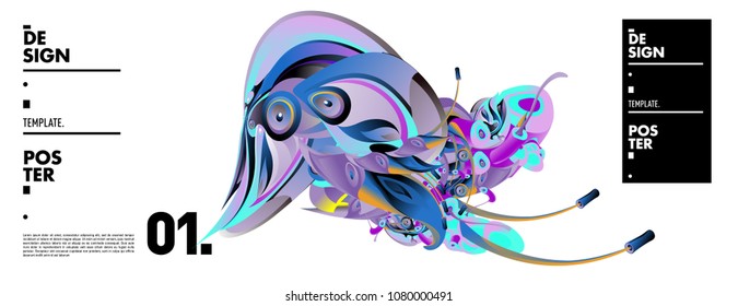 Banner design template with abstract curvy colorful shape. Vector colorful illustration for background in eps10