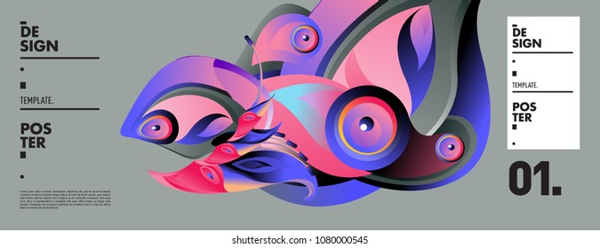 Banner design template with abstract curvy colorful shape. Vector colorful illustration for background in eps10