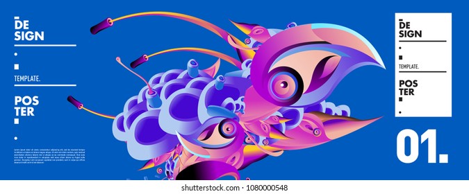 Banner design template with abstract curvy colorful shape. Vector colorful illustration for background in eps10