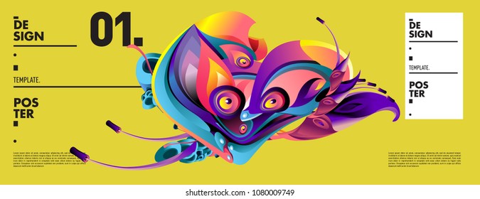 Banner design template with abstract curvy colorful shape. Vector colorful illustration for background in eps10