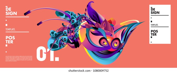 Banner design template with abstract curvy colorful shape. Vector colorful illustration for background in eps10