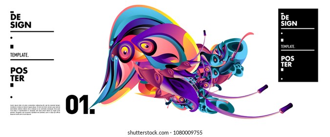 Banner design template with abstract curvy colorful shape. Vector colorful illustration for background in eps10