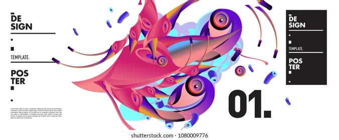 Banner design template with abstract curvy colorful shape. Vector colorful illustration for background in eps10