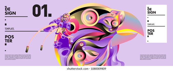 Banner design template with abstract curvy colorful shape. Vector colorful illustration for background in eps10