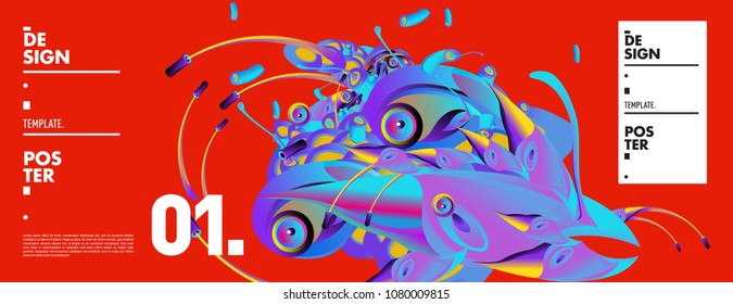 Banner design template with abstract curvy colorful shape. Vector colorful illustration for background in eps10