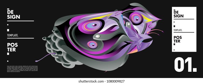 Banner design template with abstract curvy colorful shape. Vector colorful illustration for background in eps10