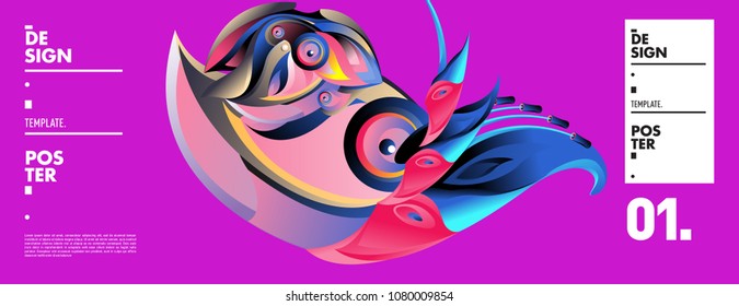 Banner design template with abstract curvy colorful shape. Vector colorful illustration for background in eps10