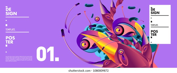 Banner design template with abstract curvy colorful shape. Vector colorful illustration for background in eps10