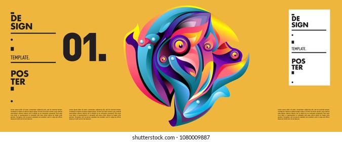 Banner design template with abstract curvy colorful shape. Vector colorful illustration for background in eps10