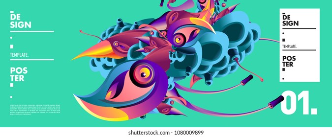 Banner design template with abstract curvy colorful shape. Vector colorful illustration for background in eps10