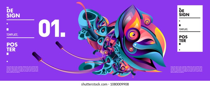 Banner design template with abstract curvy colorful shape. Vector colorful illustration for background in eps10