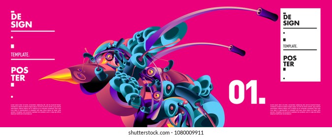 Banner design template with abstract curvy colorful shape. Vector colorful illustration for background in eps10