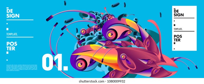 Banner design template with abstract curvy colorful shape. Vector colorful illustration for background in eps10