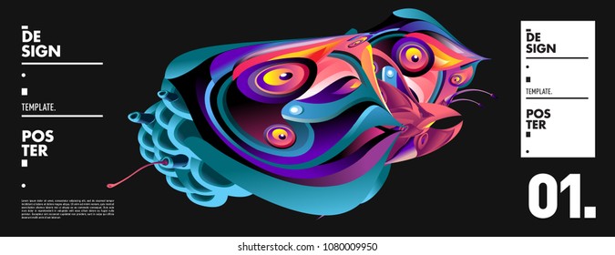 Banner design template with abstract curvy colorful shape. Vector colorful illustration for background in eps10