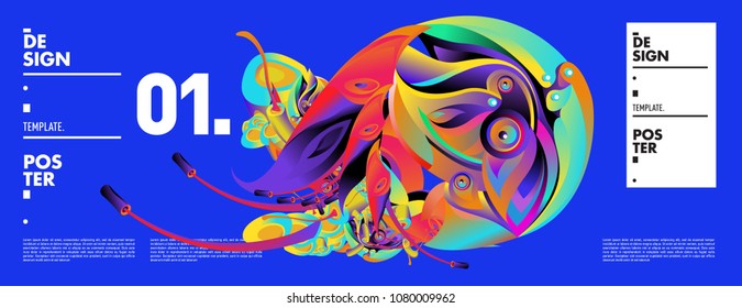 Banner design template with abstract curvy colorful shape. Vector colorful illustration for background in eps10