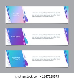 Banner design template with abstract geometric shapes. Horizontal banners for web, website, header or footer, sale, promo or presentation cards. Vector illustration.
